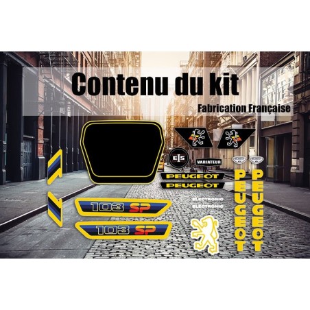 Pack autocollants Peugeot 103 SP 2 Noir Jaune