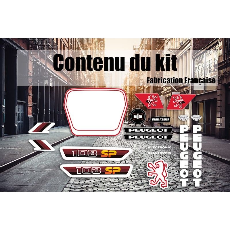 Pack stickers  Peugeot 103 SP 2 Rouge Blanc