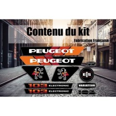 Pack stickers autocllants Peugeot 103 MVL Orange Noir - Mob Shop