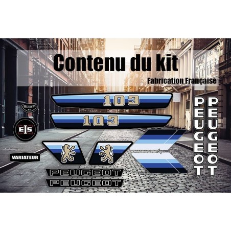 Kit déco autocollants Peugeot 103 MVL Sport Bleu