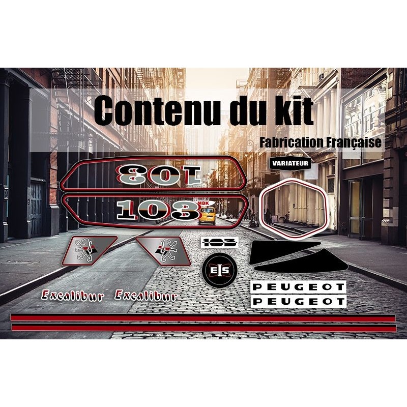 Kit autocollants Déco Peugeot 103 Excalibur