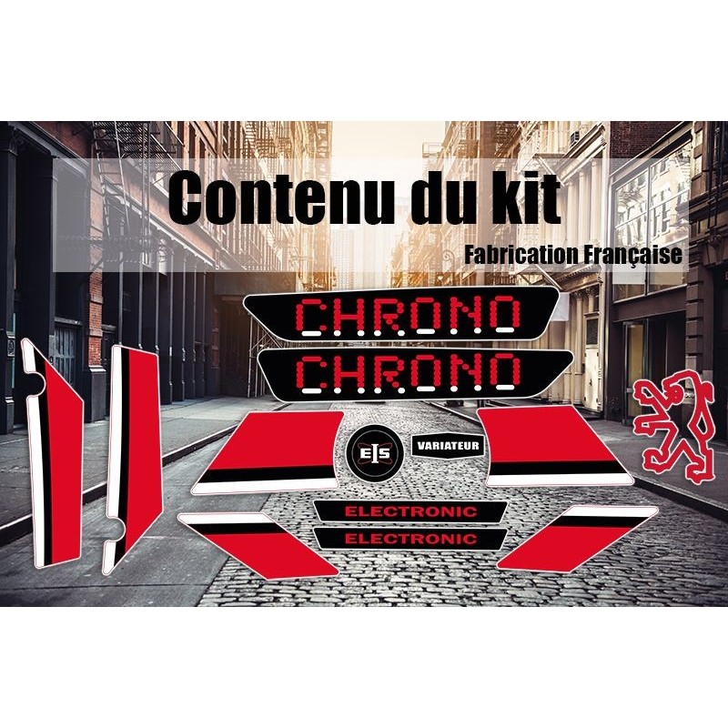 Kit Déco Peugeot 103 Chrono Noir Rouge