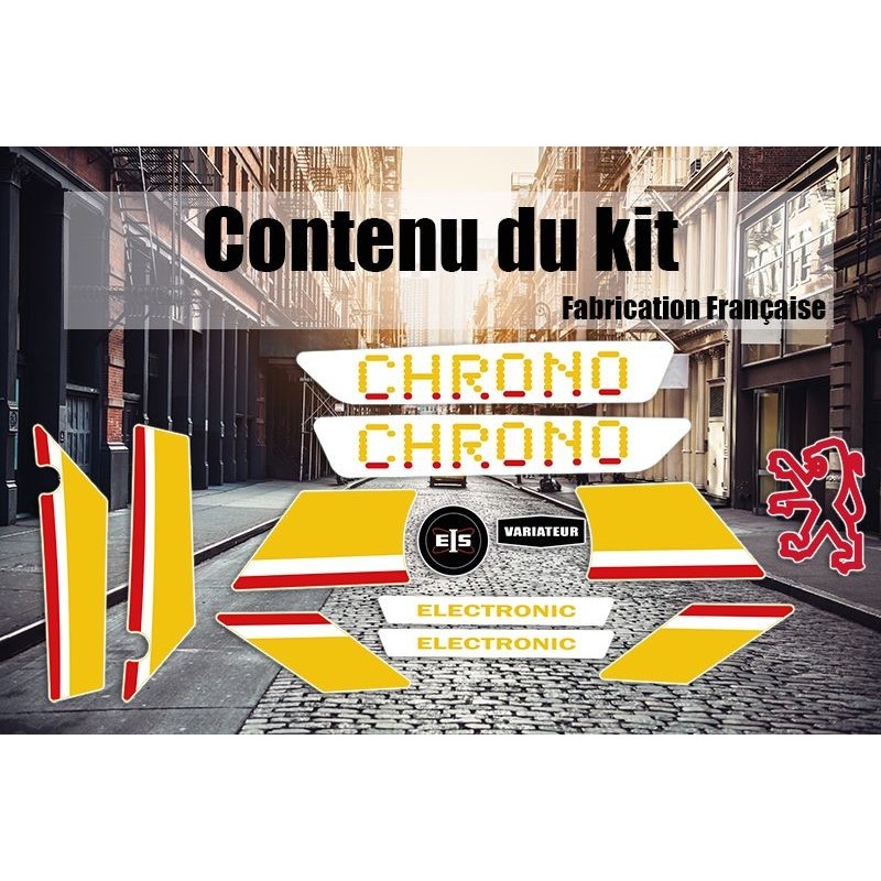 Kit Déco autocollants Peugeot 103 Chrono Jaune