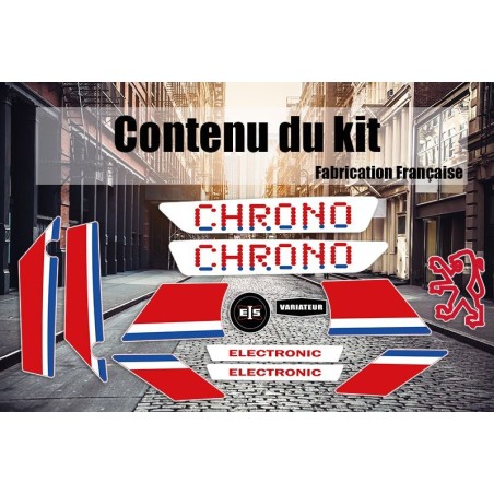 Kit Déco stickers Peugeot 103 Chrono Blanc Rouge