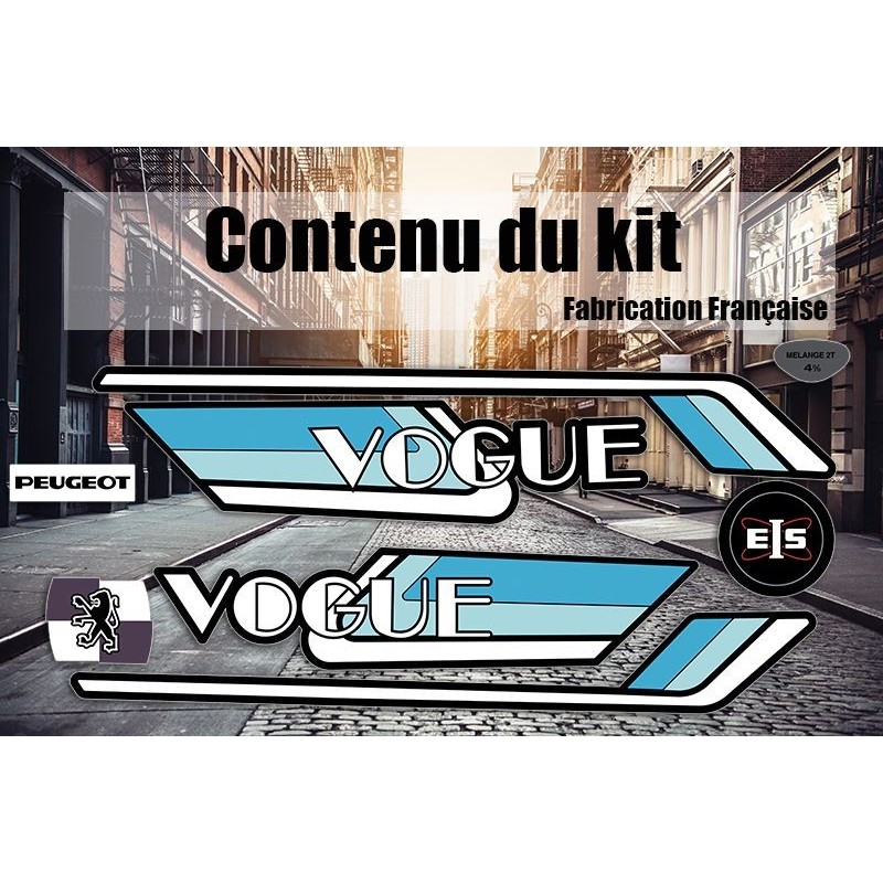 Pack stickers autocollants Peugeot 103 Vogue Ph1 Bleu