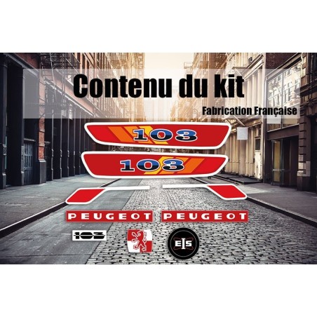 Kit déco autocollants  Peugeot 103 MR Rouge - Mob Shop