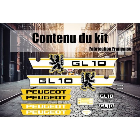 Kit déco autocollants Peugeot GL10 jaune - Mob Shop