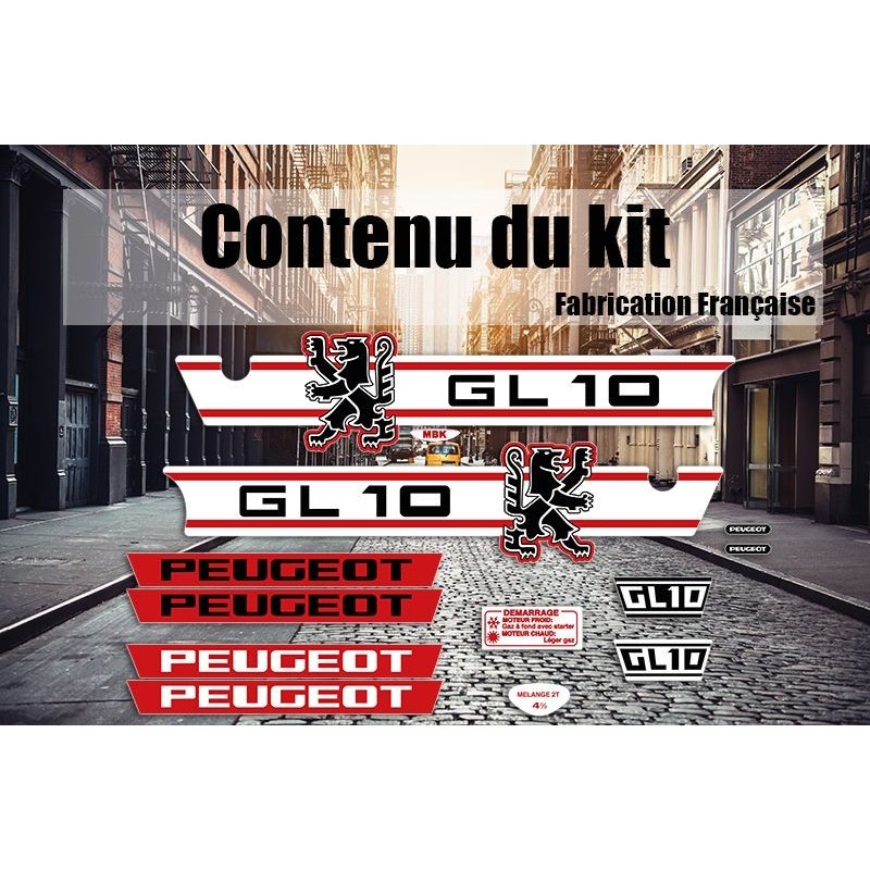 Kit déco autocollants  Peugeot GL10 Rouge