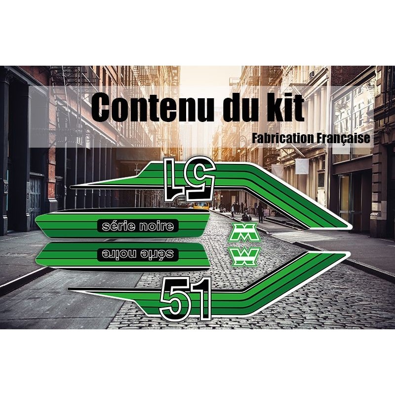 Kit Déco autocollants MBK 51 SU - Vert (Série noire)