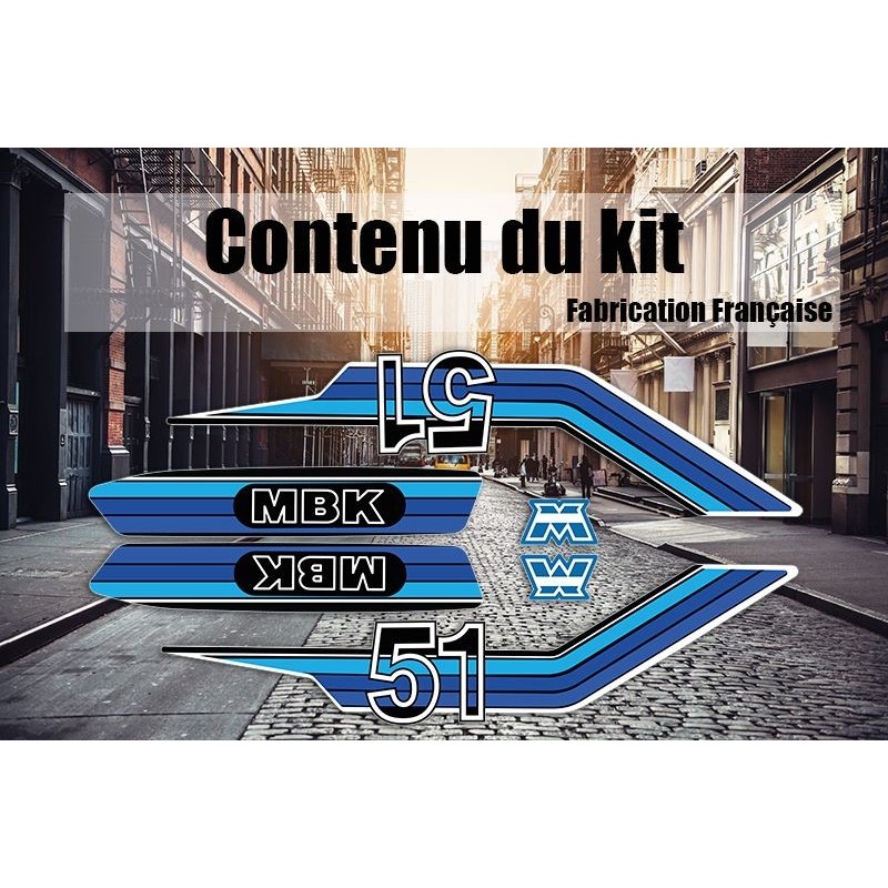 Kit Déco Autocollants MBK 51 SU - MBK Bleu