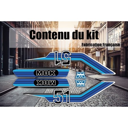 Kit Déco Stickers MBK 51 SU Bleu - Mob Shop