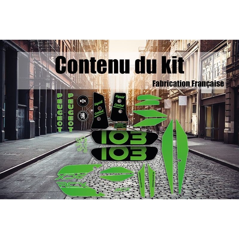 Kit autocollants décalcomanies Peugeot 103 RCX - Vert