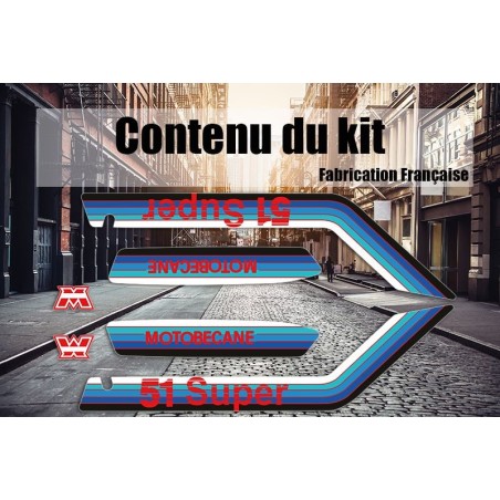 Kit autocollants MBK 51 Super - Bleu Rouge