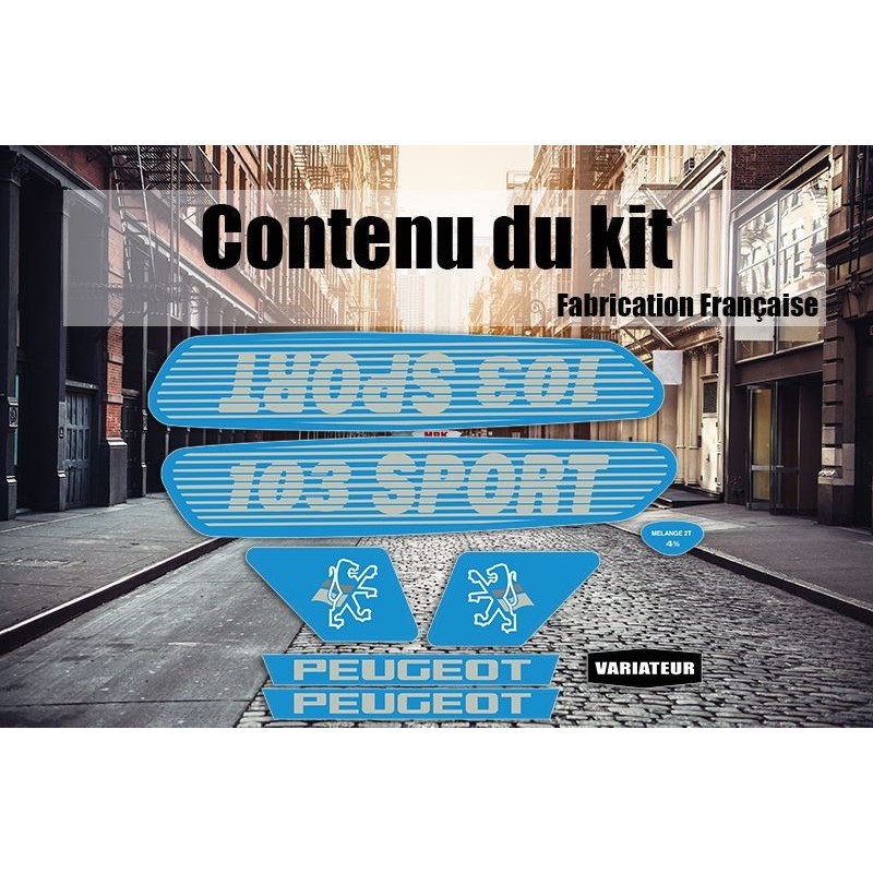 Kit autocollants Peugeot 103 Sport - Bleu