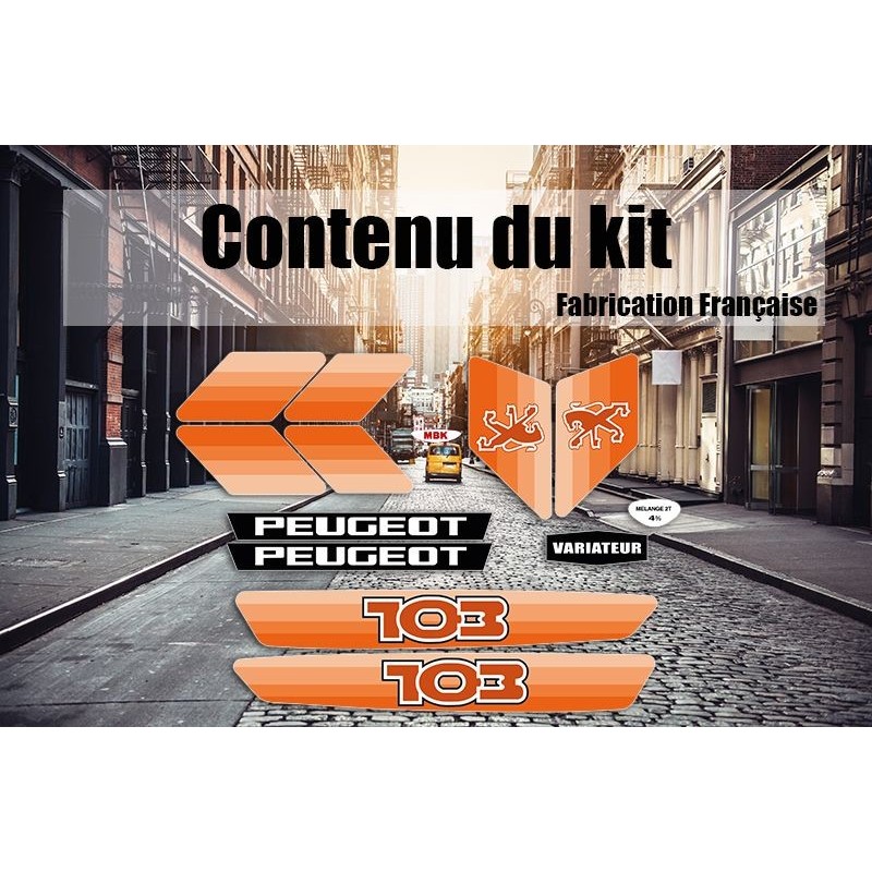 Kit déco Peugeot 103 MVL Ph2 - Orange