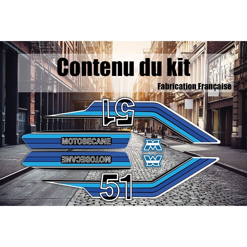 Kit Déco MBK 51 SU - Bleu (Motobecane)