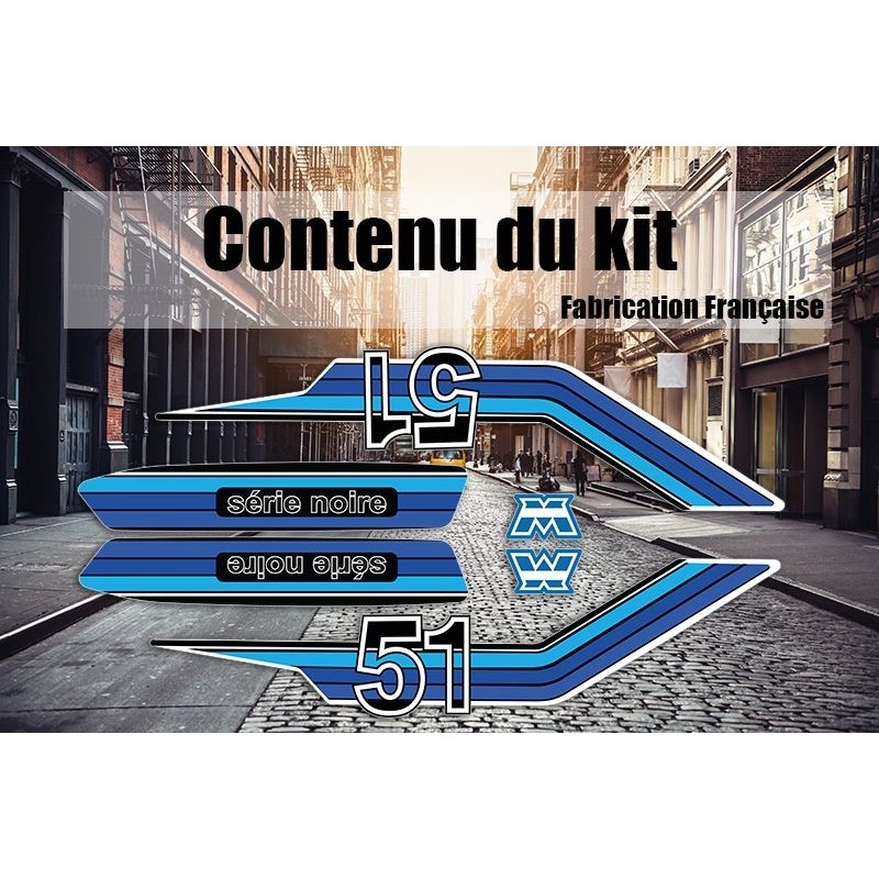 Kit Déco MBK 51 SU - bleu (Série noire)