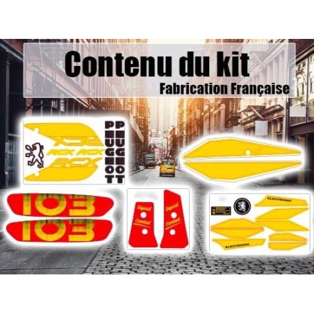 Lot stickers autocollants mobylette peugeot 103 RCX Jaune