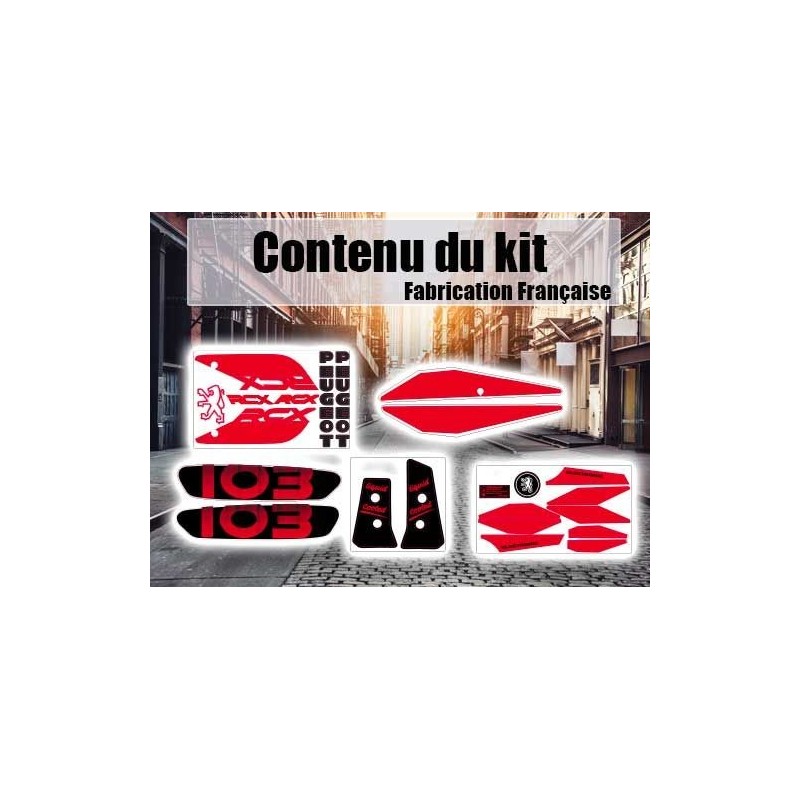 Pack stickers Peugeot 103 RCX Rouge et Noir