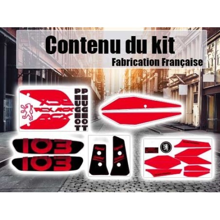 Pack stickers Peugeot 103 RCX Rouge et Noir