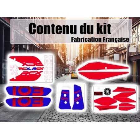 Pack stickers Peugeot 103 RCX Rouge et bleu - Mobz