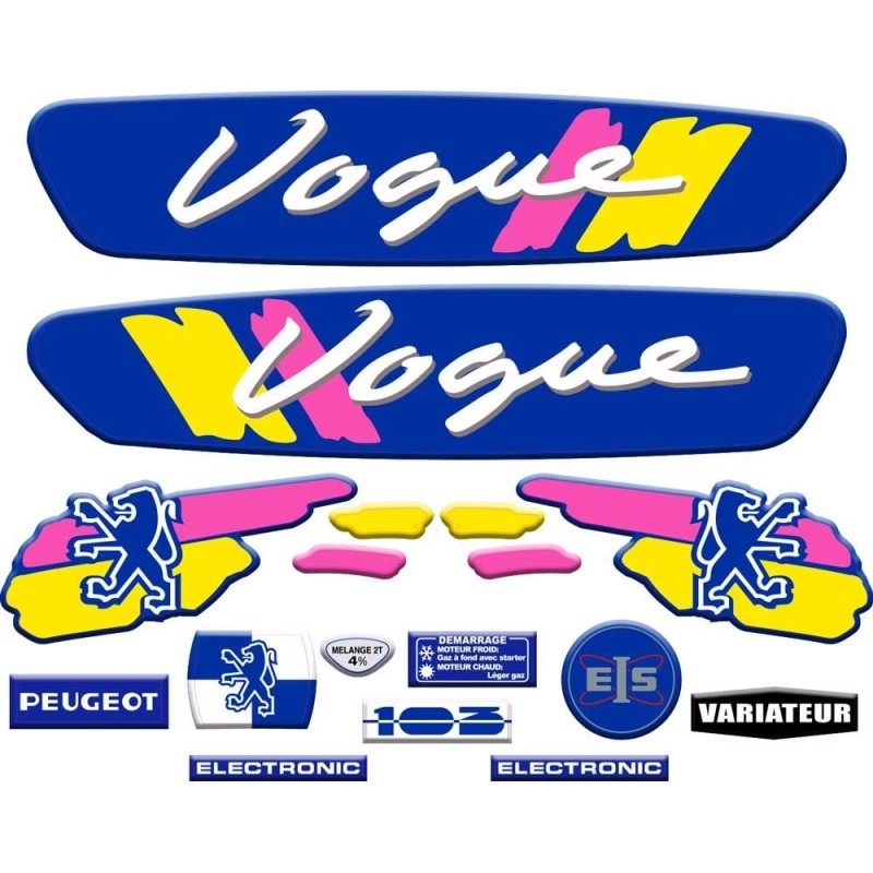 Pack stickers Peugeot 103 Vogue Bleu foncé