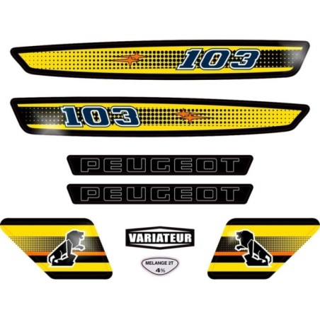 Planche sticker Mob Peugeot 103 Sp Jaune