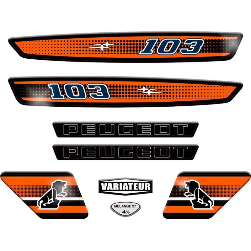 Kit déco Stickers Peugeot 103 SP  Orange Foncé