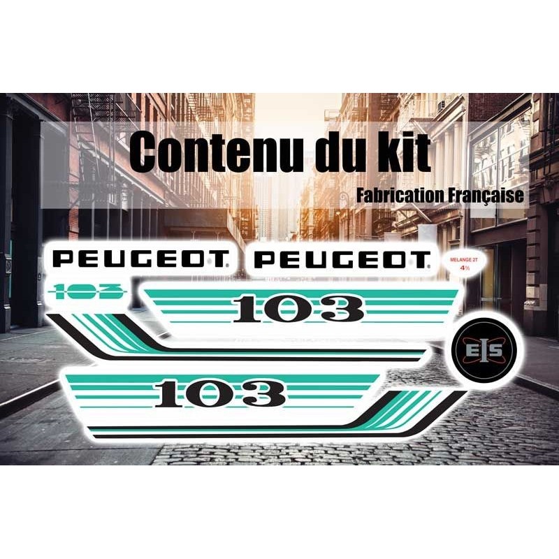 Kit déco Stickers Peugeot 103 Vogue Ph2 Vert bleu