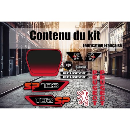 Kit Déco Peugeot 103 SP Noir rouge Ph3