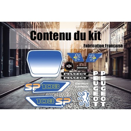 Kit Déco Peugeot 103 SP Bleu jaune Ph3