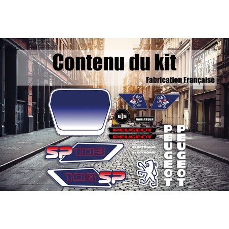 Kit Déco Peugeot 103 SP Bleu Blanc Ph3